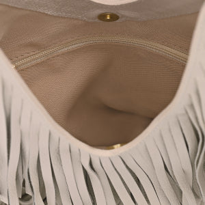 Bolsa de Couro com Franjas Boho