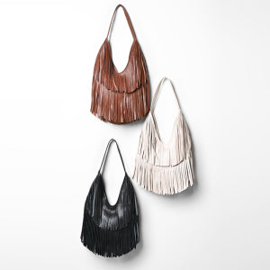 Bolsa de Couro com Franjas Boho
