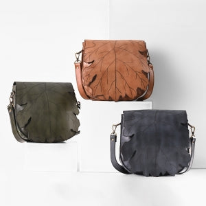 Bolsa de Couro Premium Design Folha Transversal