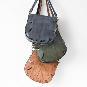 Bolsa de Couro Premium Design Folha Transversal