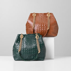 Bolsa Grande de Couro Croco Premium