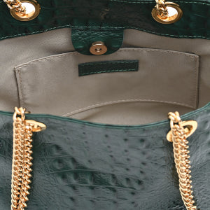 Bolsa Média de Couro Croco