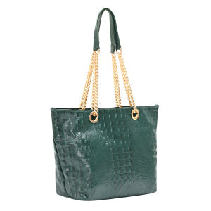 Bolsa Média de Couro Croco