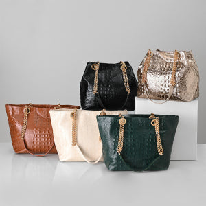 Bolsa Média de Couro Croco