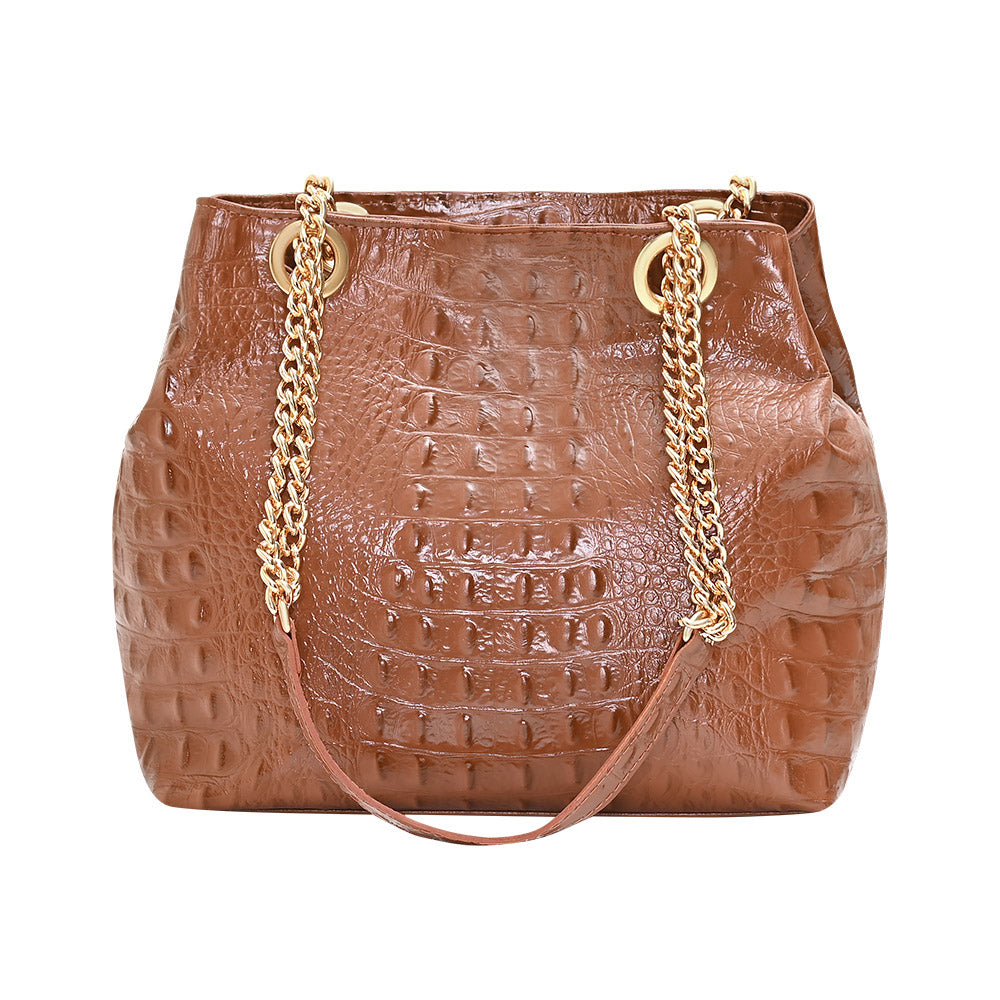 Bolsa Média de Couro Croco