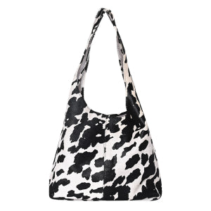 Bolsa de Couro Premium Animal Print de Vaca - Cow Print Preta
