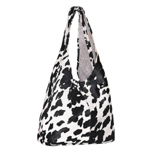 Bolsa de Couro Premium Animal Print de Vaca - Cow Print Preta