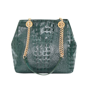 Bolsa Média de Couro Croco