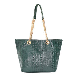 Bolsa Média de Couro Croco