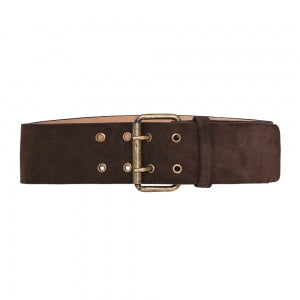 Cinto Boho de Couro Camurça com Fivela Ouro Velho - 6,0 cm