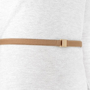Cinto de Elástico Fino Ajustável com Regulagem e Fivela Dourada - 1,5 cm