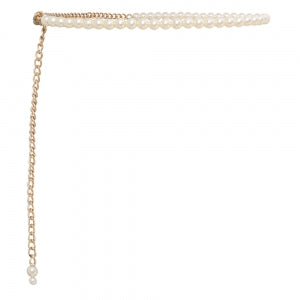 Cinto Corrente com Metal Dourado e PÃ©rolas - 1,0 cm