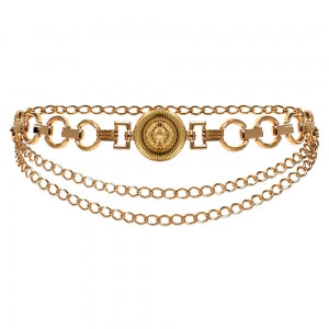 Cinto Corrente Leão de Metal Dourado - 2,5 cm