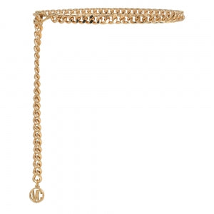 Cinto Corrente de Elos em Metal Dourado com Pingente V.C - 1,5 cm