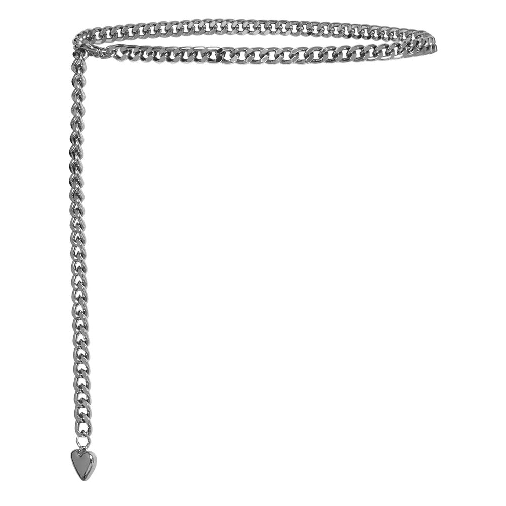 Cinto Corrente de Metal com Pingente de Coração - 1,2 cm